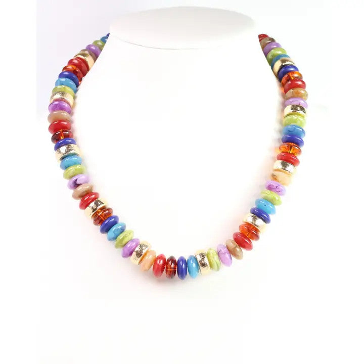 Caroline Hill Eye Candy Beaded Necklace Dark Multi