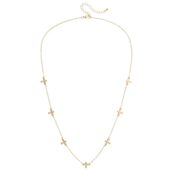 Canvas Matilda Tiny Cross Chain Necklace - Shiny Gold