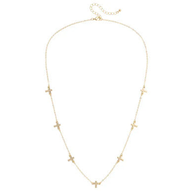 Canvas Matilda Tiny Cross Chain Necklace - Shiny Gold
