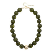 Canvas Marjorie Fall Beaded Necklace - Dark Green
