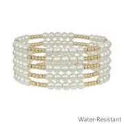What's Hot Beaded Pearl and Gold Stretch Bracelet