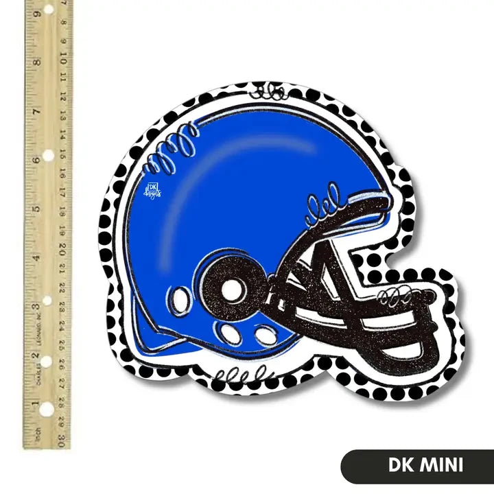 DK Designs Blue & White Football Helmet Mini