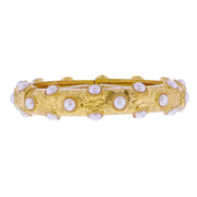Jane Marie Gold Pearl Inlay Artisan Stretch Bangle Bracelet