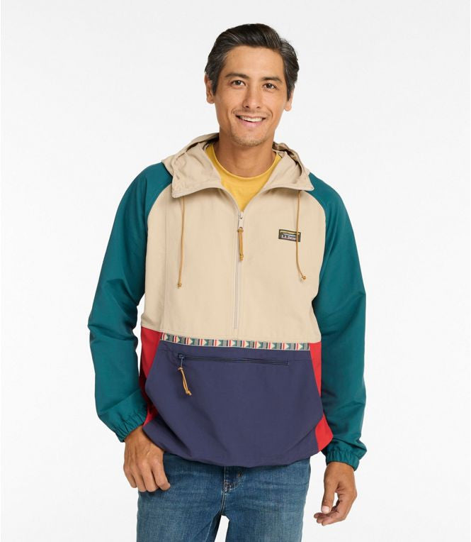 L.L. Bean Men's Mountain Classic Anorak - Light Khaki/Dark Steel Grey