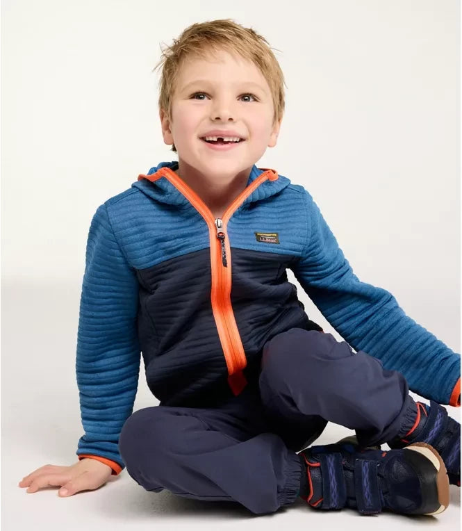 L.L. Bean Kids Airlight Full Zip Colorblock Hoodie - Carbon Navy/Light Ocean