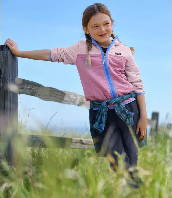 L.L. Bean Kids Airlight Full Zip Colorblock Hoodie - Antique Lilac/Iced Orchid