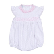 Magnolia Baby Gingham Dots Smocked Bubble - Pink