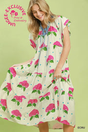 Umgee Women's Hydrangea Tiered Midi Dress