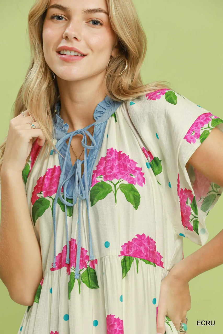 Umgee Women's Hydrangea Tiered Midi Dress