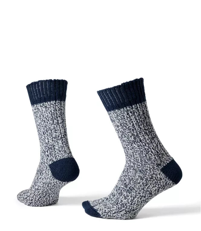 L.L. Bean Men's Cotton Ragg Sock II - Classic Navy/Natural