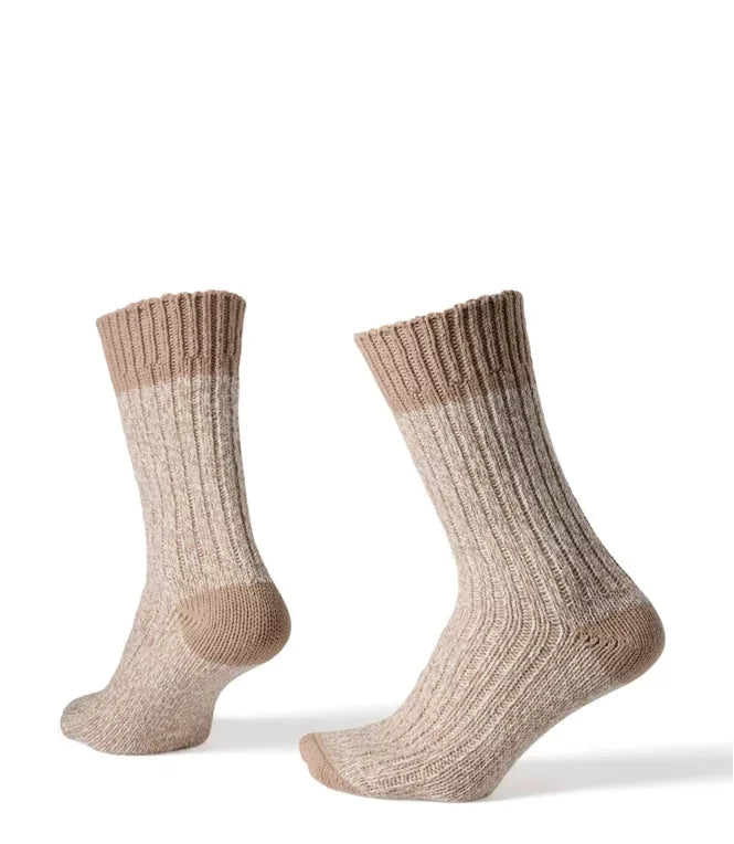 L.L. Bean Men's Cotton Ragg Sock II - Khaki/Natural