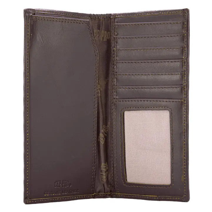 Zep-Pro Shotshell Men's Secretary Old School Camo Leather Wallet - Green/Gray