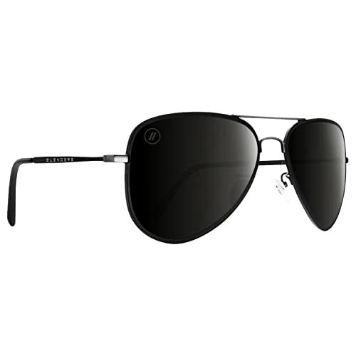 Blenders A Series Spider Jet Polarized Aviator Sunglasses – Matte Black Stainless Steel/Smoke