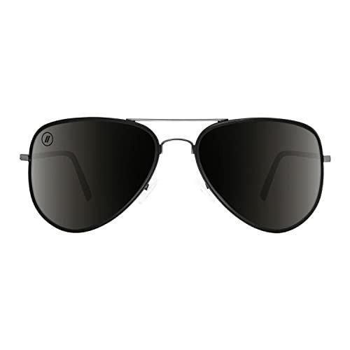 Blenders A Series Spider Jet Polarized Aviator Sunglasses – Matte Black Stainless Steel/Smoke