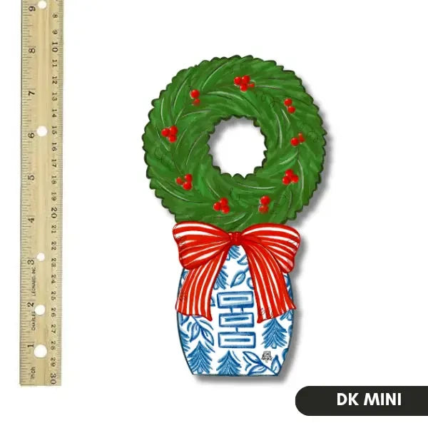 Dk Designs Blue and White Wreath Topiary Mini