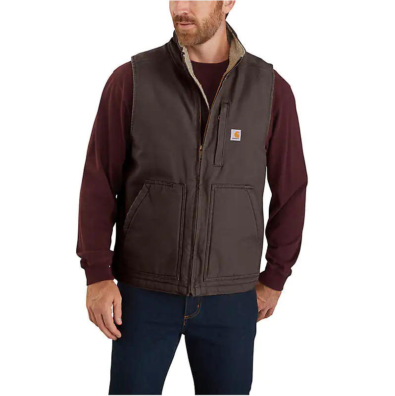 Carhartt Loose Fit Washed Duck Sherpa-Lined Mock-Neck Vest