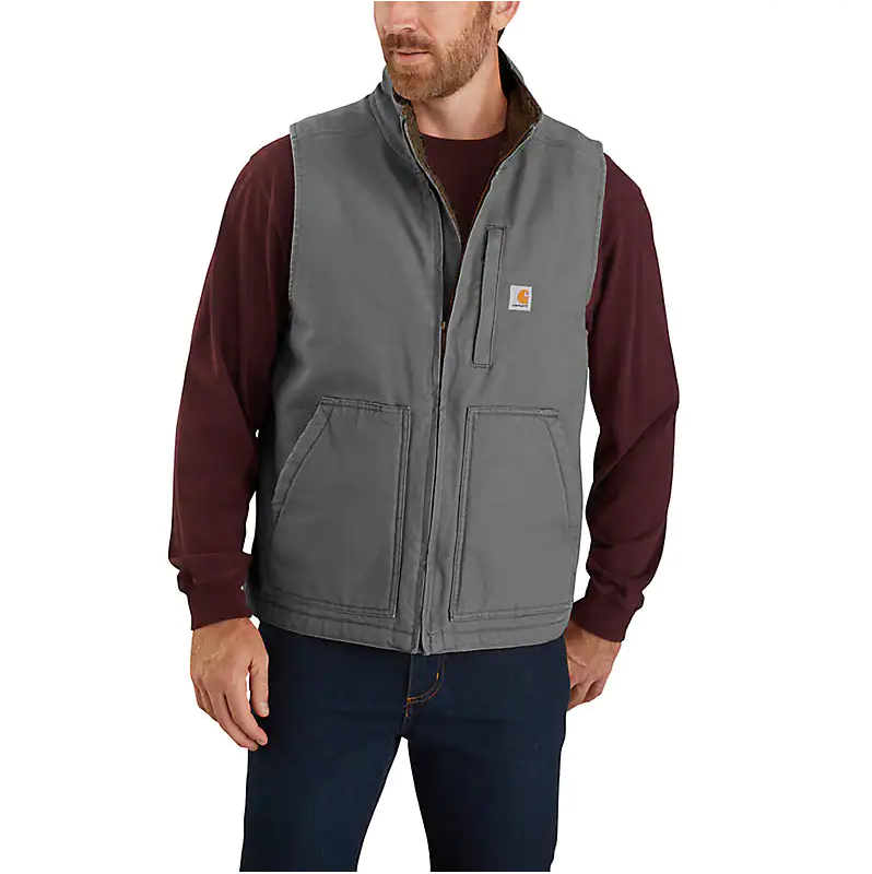 Carhartt Loose Fit Washed Duck Sherpa-Lined Mock-Neck Vest