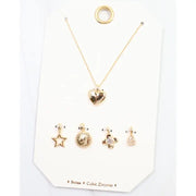 Caroline Hill Heart of Gold Charm Necklace Set Gold