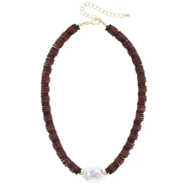 Canvas Quincy Baroque Pearl Necklace - Brown