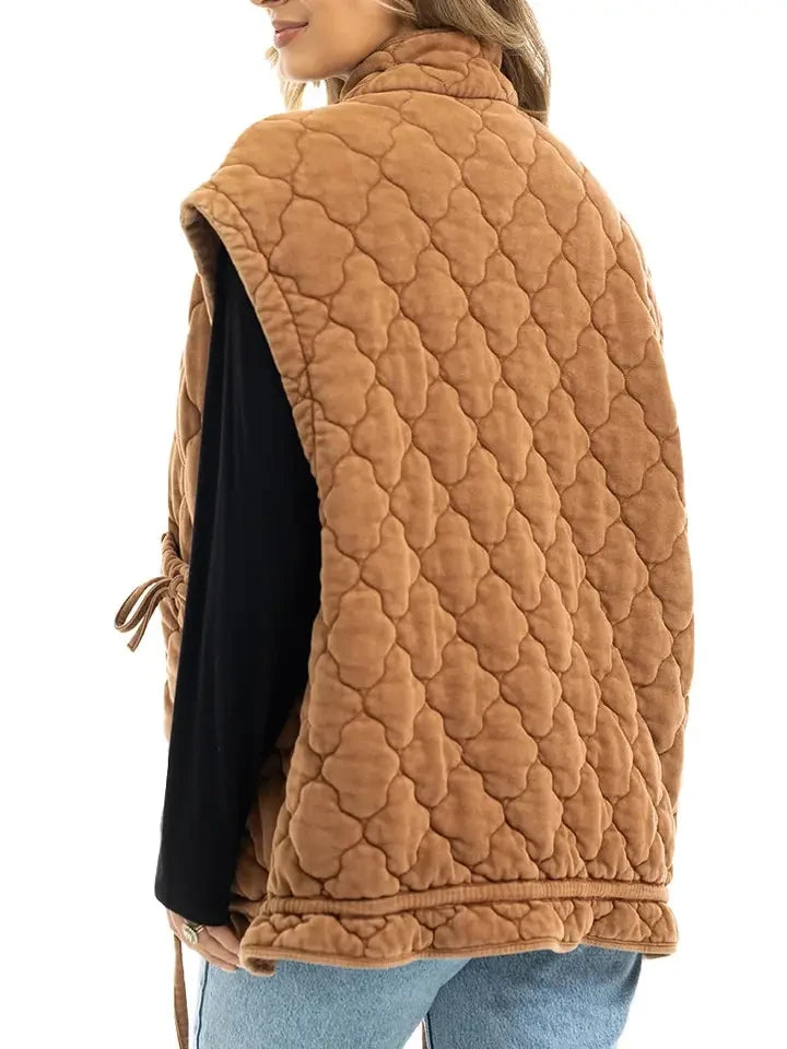 Katydid Women's OverSized Quilted Vest - Brown