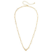 Canvas Khaki Chain Necklace - Shiny Gold