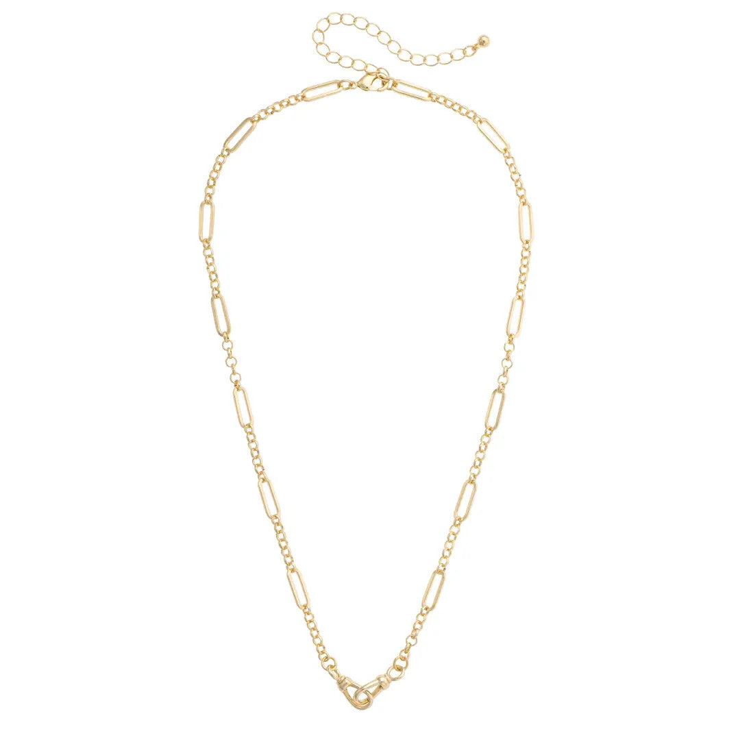 Canvas Khaki Chain Necklace - Shiny Gold