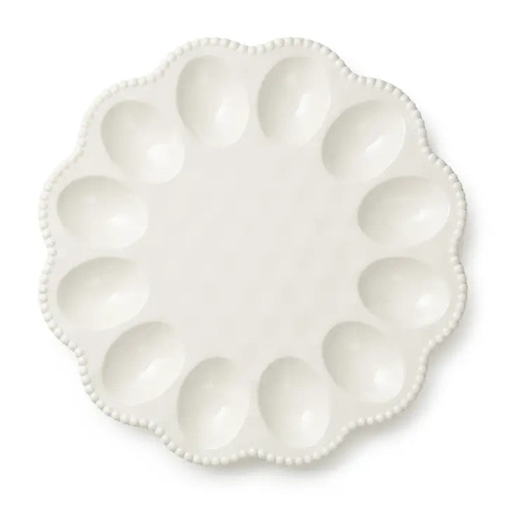 Certified International Perlette Cream Egg Plate