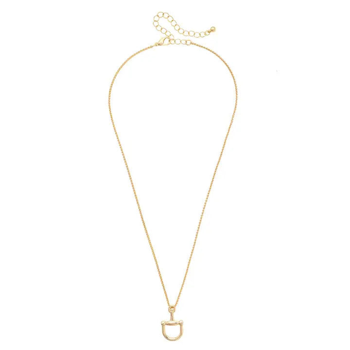 Canvas Cinnamon Horsebit Necklace - Shiny Gold