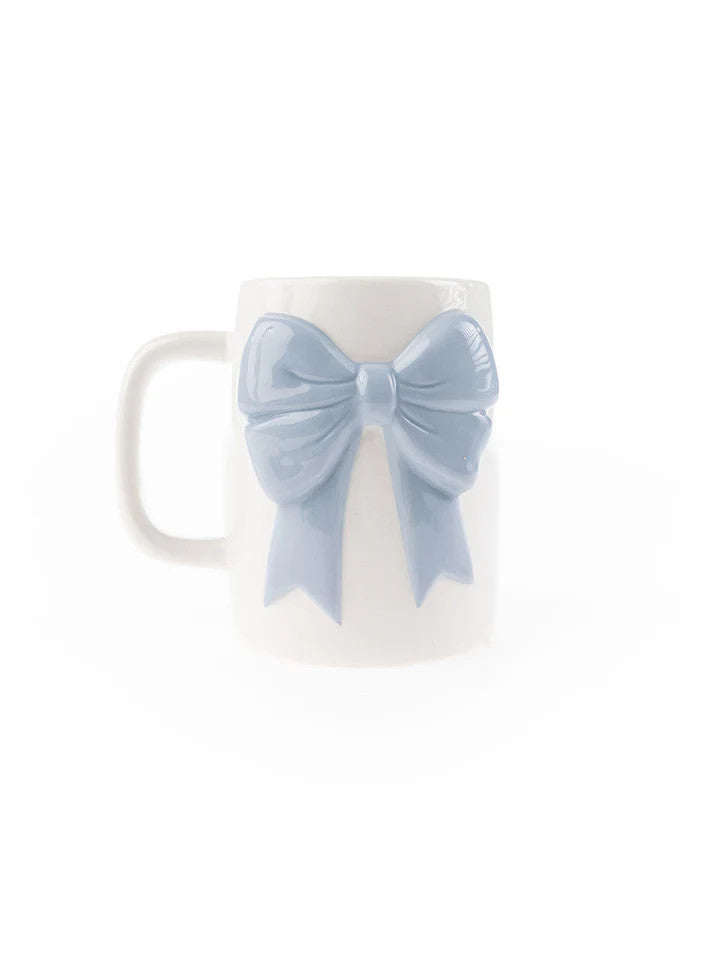 Mary Square Ceramic Bow Mug - Blue