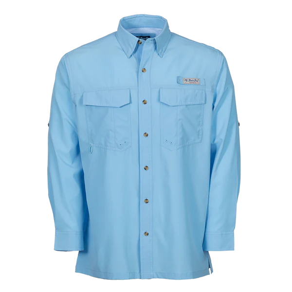 Bimini Bay Bimini Flats V Men's Long Sleeve Shirt Featuring BloodGuard Plus - Placid Blue