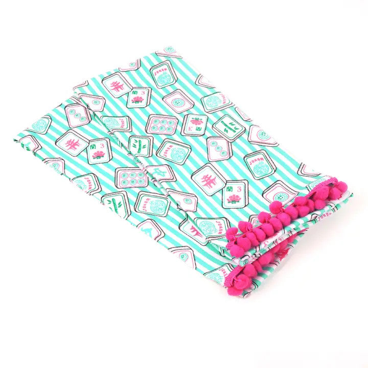8 Oak Lane Mahjong Stripe Pom-Pom Kitchen Towel Set