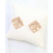 Caroline Hill Jasper Cross Stud Earring Worn Gold