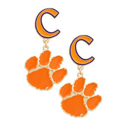 Canvas Clemson Tigers Enamel Drop Earrings