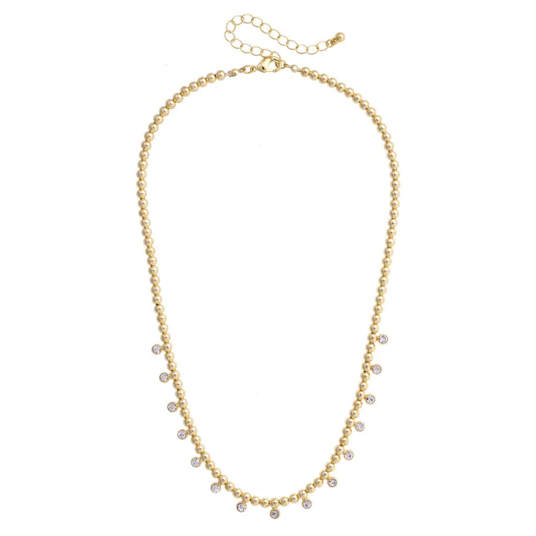 Canvas Maya Rhinestone Ball Bead Necklace - Shiny Gold