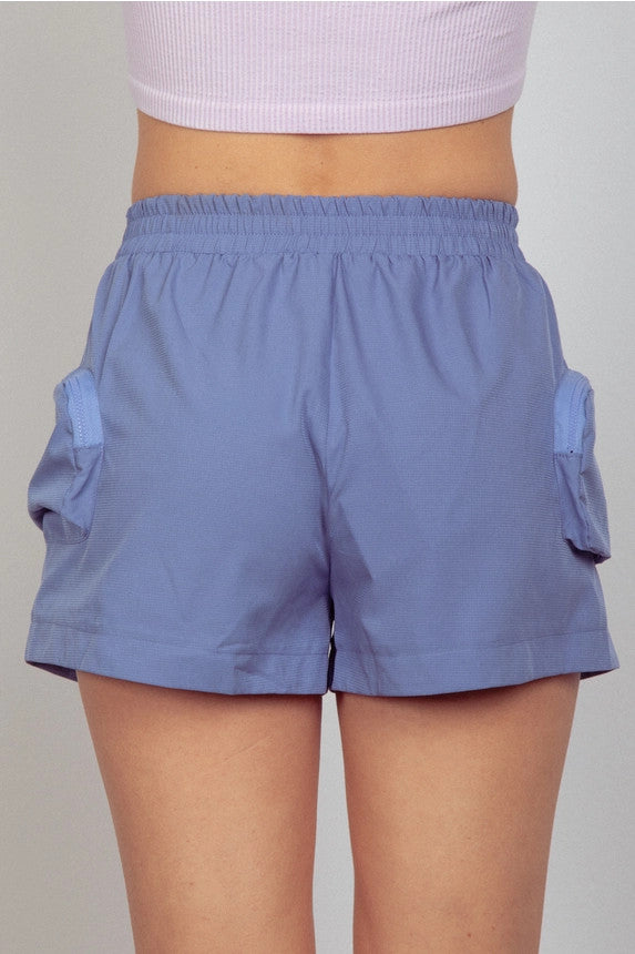 Very J Women's Cargo Athletic Shorts - Dusty Blue