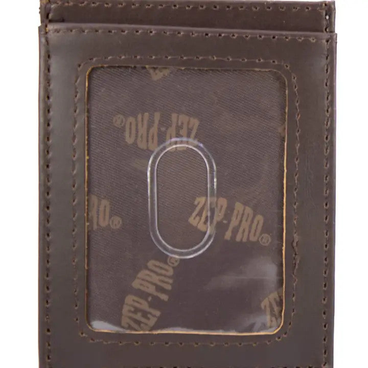 Zep-Pro Mallard Men's Magnetic Front Pocket Old School Camo Leather Wallet - Brown/Tan