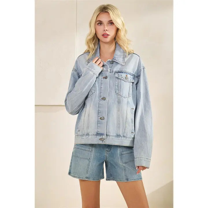 Vervet Classic Denim Jacket with Back Tiger Patch Print
