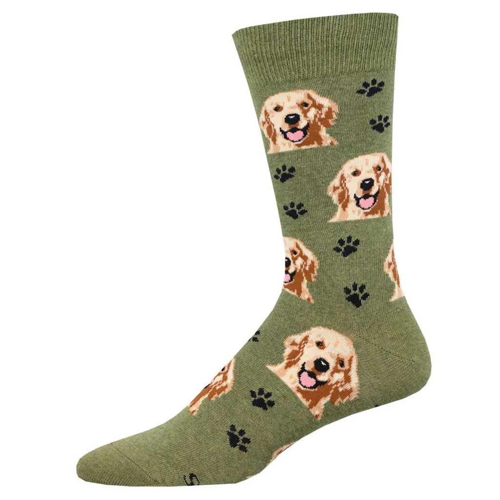 Socksmith Who's A Good Boy? Cotton Crew - Heathered Green