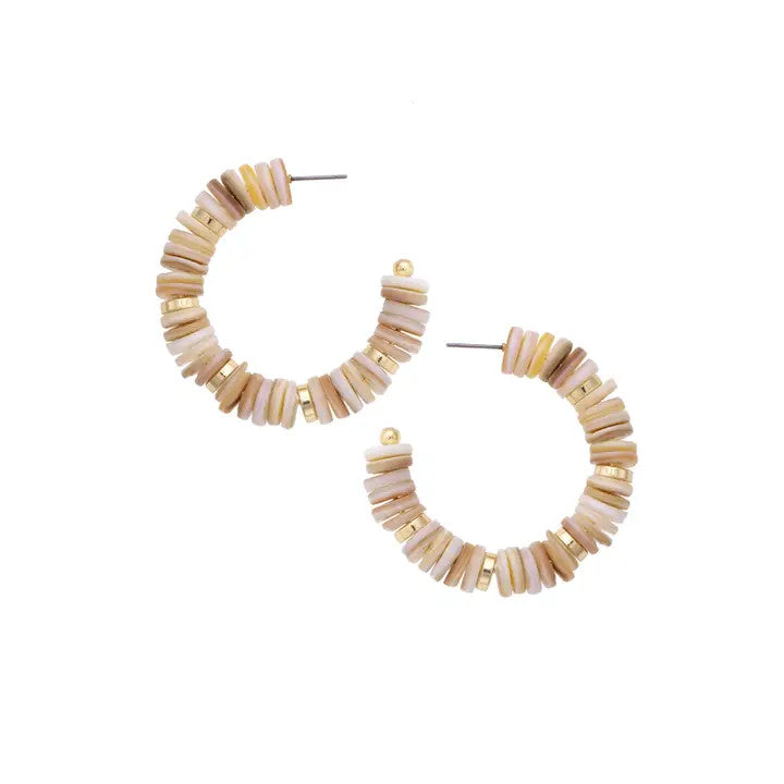 Canvas Sophia Shell Hoop Earrings - Natural