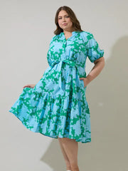 Sugar Lips Plus Size Women's Riona Floral Wynette Tiered Midi Dress