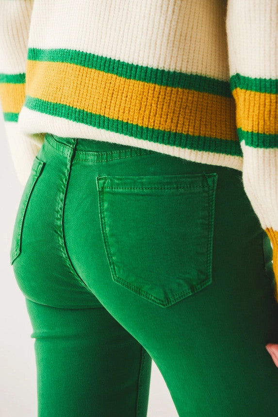 Q2 Women's Flare Jeans - Bright Green