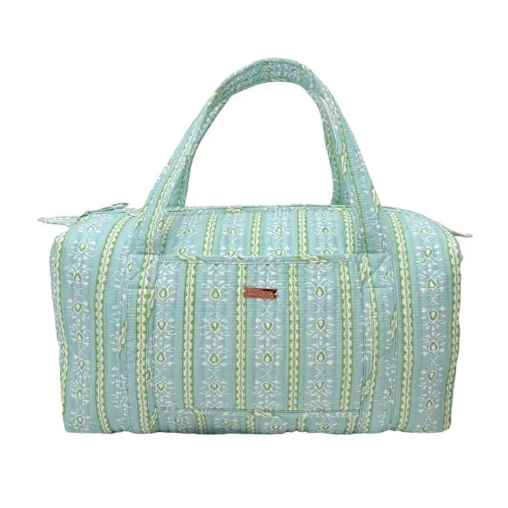 Laura Park Rosemary Stripe Blue Quilted Signature Duffle Bag