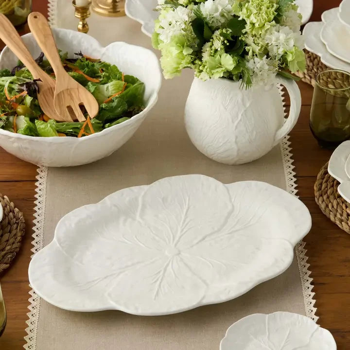 Le Jardin White Cabbage 3-D Oval Platter