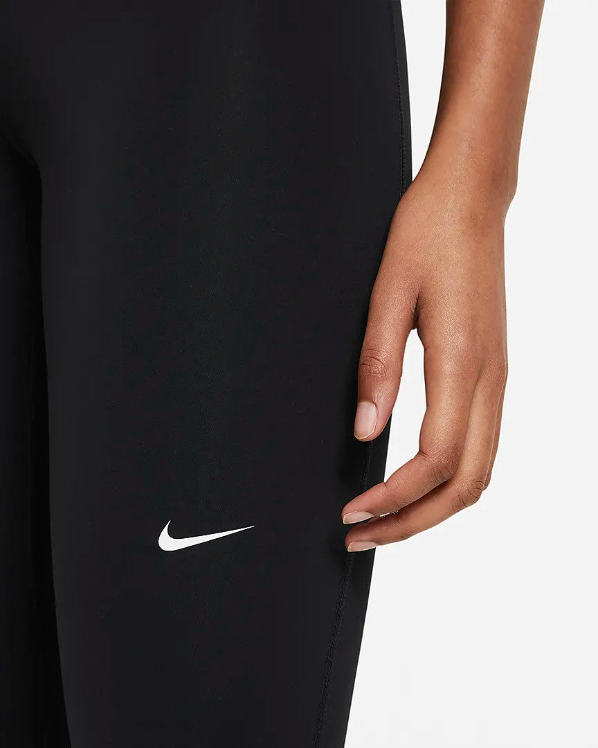 Nike Women's Mid Rise Mesh Paneled Pro Leggings- Black/White