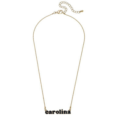 Canvas South Carolina Gamecocks Slogan Necklace in Black/Shiny Gold