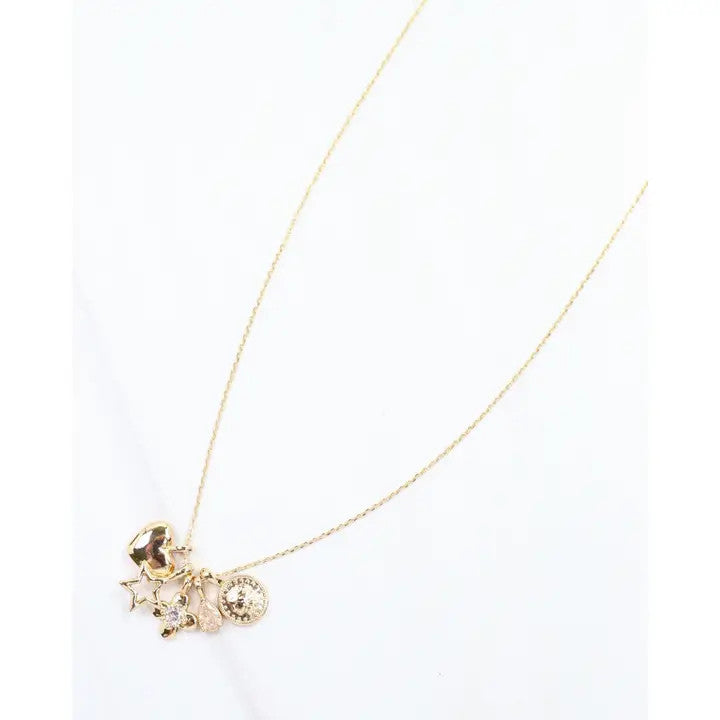 Caroline Hill Heart of Gold Charm Necklace Set Gold
