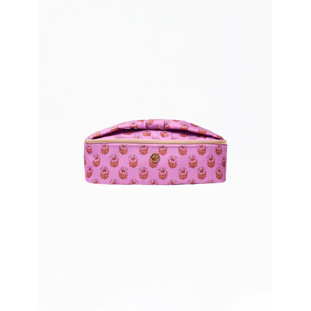 Mary Square Kiss and Makeup Mini Bag - Pink Floral Block