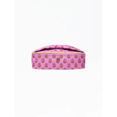 Mary Square Kiss and Makeup Mini Bag - Pink Floral Block