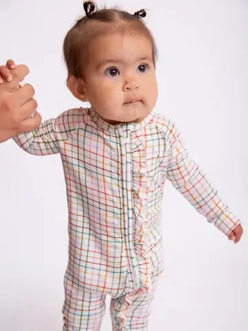 Goosies Infant Girls AJ Plaid Convertible Zip PJs