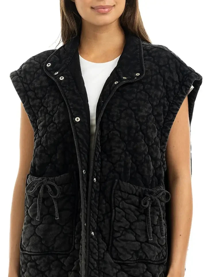 Katydid Women's OverSized Quilted Vest - Charcoal